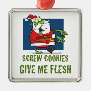 Ornamento De Metal Biscoitos do zombi do papai noel