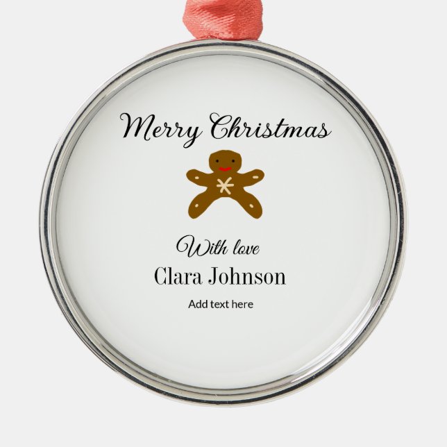 Ornamento De Metal Biscoitos marrons de Natal felizes adicionam nome  (Frente)