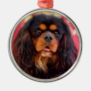 Ornamento De Metal Black and Tan Cavalier King Charles Spaniel Dog