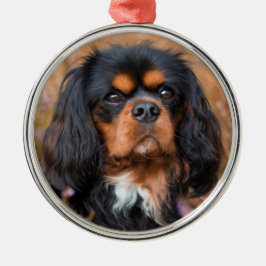 Ornamento De Metal Black and Tan Cavalier King Charles Spaniel Dog