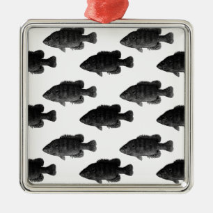 Ornamento De Metal Black and White Green Sunfish