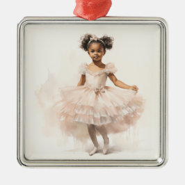 Ornamento De Metal Black Ballerina, Pale Pink Tutu, Ponytails, Fita