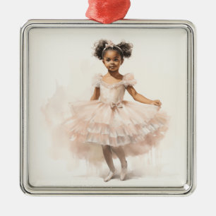 Ornamento De Metal Black Ballerina, Pale Pink Tutu, Ponytails, Fita