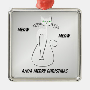 Ornamento De Metal Black Cat Meow Meow também conhecido por Feliz Nat