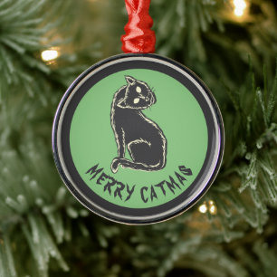 Ornamento De Metal Black Cat Spooky Horror