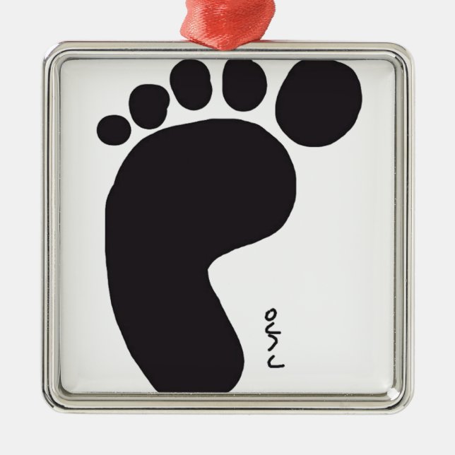 Ornamento De Metal Black Foot Print (Frente)
