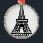 Ornamento De Metal Black White Eiffel Tower Paris França Art Trabalho<br><div class="desc">Trabalho de arte da Torre Eiffel de Paris preto e branco</div>