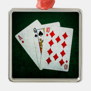 Ornamento De Metal Blackjack 21 point - Ace, Queen, Ten