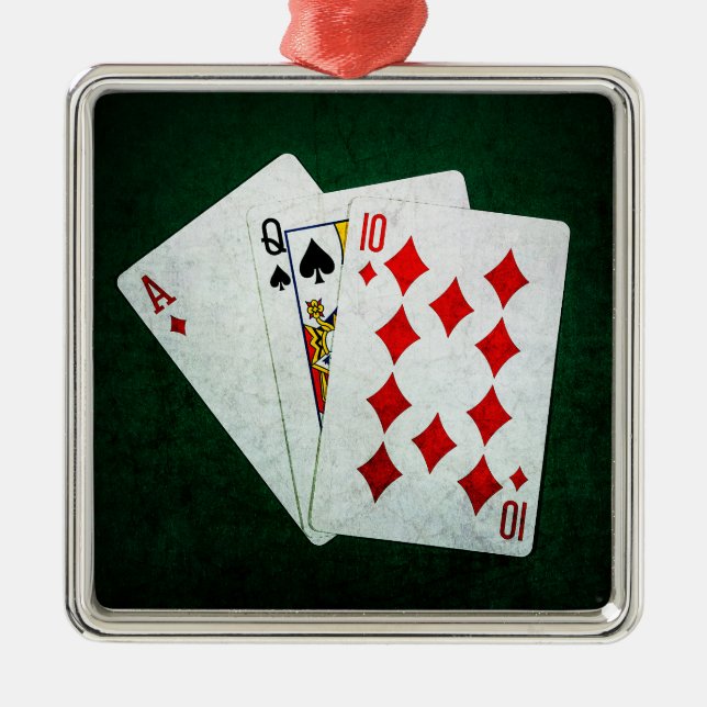 Ornamento De Metal Blackjack 21 ponto - Ace, Queen, Dez (Frente)