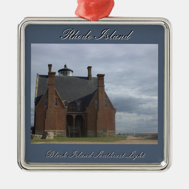 Ornamento De Metal Block Island Southeast Light Ornament (Frente)