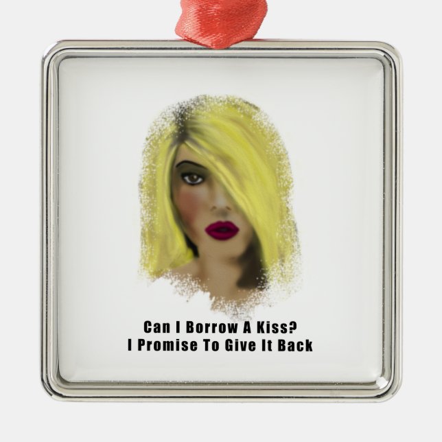 Ornamento De Metal Blona Bombshell Mulher empresta Um Beijo (Frente)