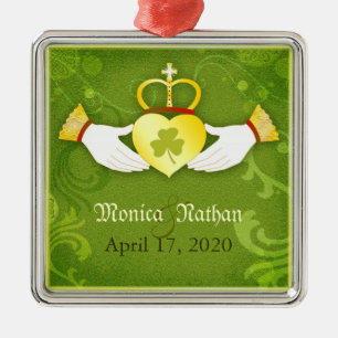 Ornamento De Metal Bloqueio de Coração Irlandês para Newlyweds