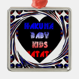 Ornamento De Metal Blue Black Hakuna Matata Baby Kids Design.png