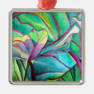 Ornamento De Metal Blue Hawaii - Folhagem tropical
