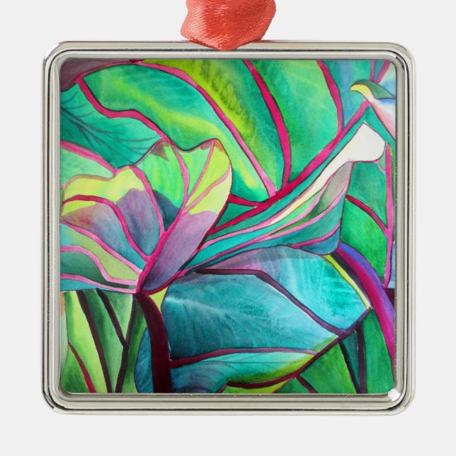 Ornamento De Metal Blue Hawaii - Folhagem tropical (Frente)