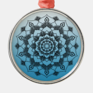 Ornamento De Metal Blue Mandala Abstrato Belo Natal