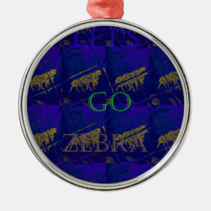 Ornamento De Metal Blue Safari francês deixa Zebra Hakuna Matata