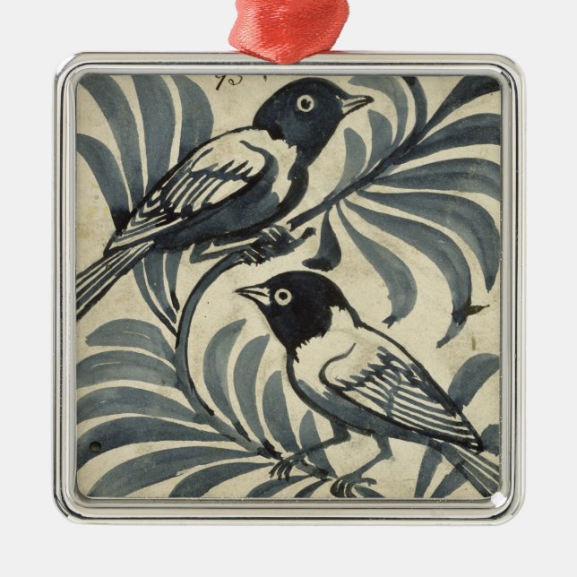 Ornamento De Metal Bluebirds (w/c no papel) (Frente)