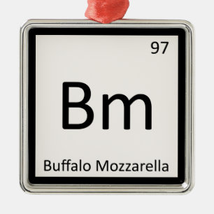 Ornamento De Metal Bm - Símbolo Químico do Queijo Mozzarella de Búfal