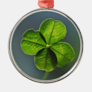 Ornamento De Metal Boa Sorte, Charm Verde Quatro Folha
