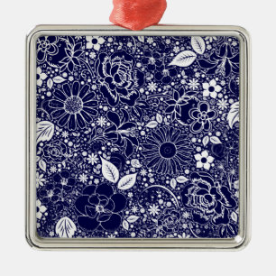 Ornamento De Metal Boas Belezas Azuis Sq Premium Ornament