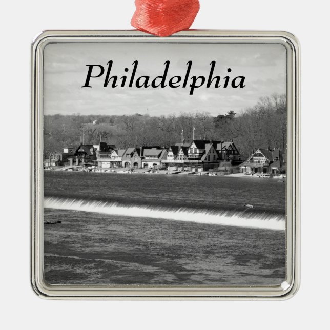 Ornamento De Metal Boathouse Row Winter b/w (Frente)