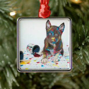 Ornamento De Metal Bobo Rouco Puppy entrou em Baldes Paint