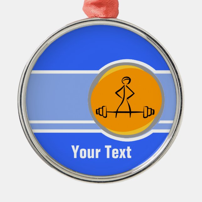 Ornamento De Metal Bodybuilding; azul & laranja (Frente)