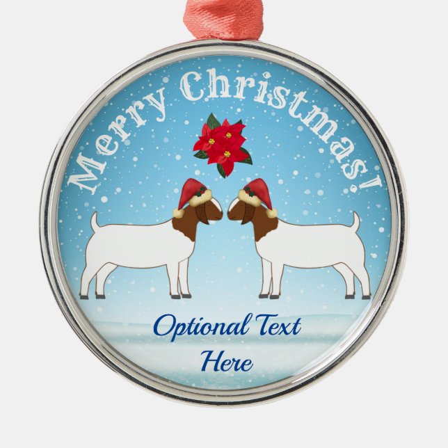 Ornamento De Metal Boer Goat Christmas na neve (Frente)