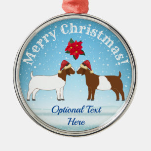 Ornamento De Metal Boer Goat Christmas na neve