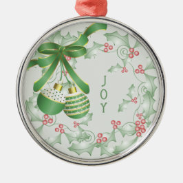 Ornamento De Metal Bois do Natal Rosa Verde Holly
