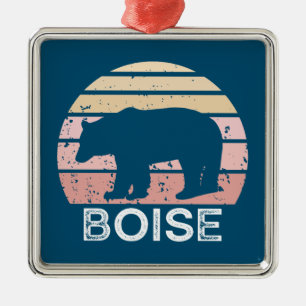 Ornamento De Metal Boise Idaho Retro Bear
