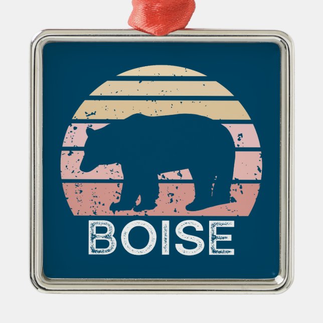 Ornamento De Metal Boise Idaho Retro Bear (Frente)