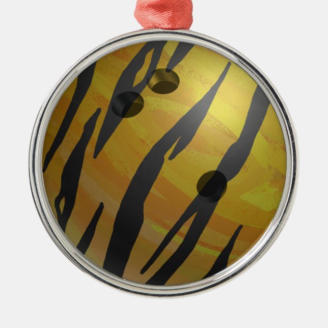 Ornamento De Metal Bola de boliche Tigre Amarelo (Frente)