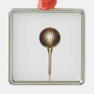Ornamento De Metal Bola de golfe Dourado e T