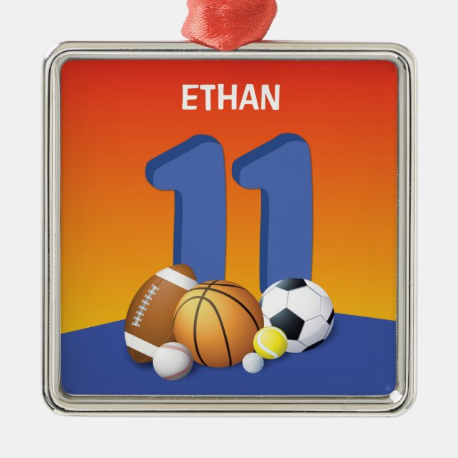 Ornamento De Metal Bolas de Esportes de Aniversário 11 (Frente)