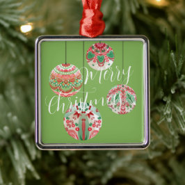 Ornamento De Metal Bolas de Natal com Cor de Água Rosa e Verde