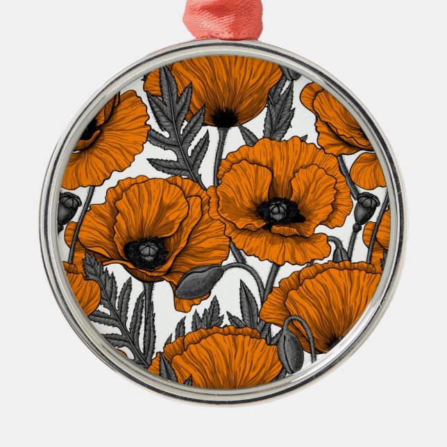 Ornamento De Metal Bolhas de laranja em branco (Frente)