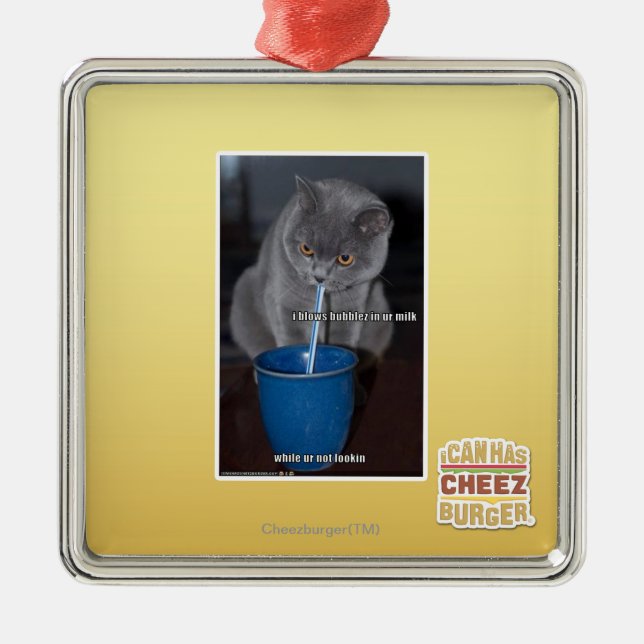 Ornamento De Metal Bolhas dos sopros no leite do ur (Frente)