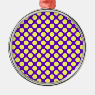 Ornamento De Metal Bolinhas amarelas com stouro roxo