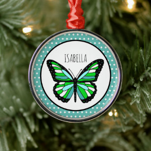 Ornamento De Metal Bolinhas de borboletas Natal personalizado