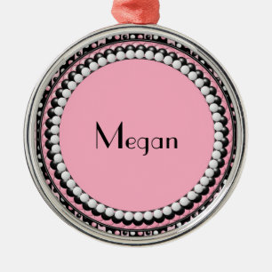 Ornamento De Metal Bolinhas n Stripes Monograma Ornament
