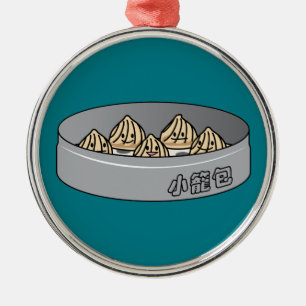 Ornamento De Metal Bolo chinês de Dim Sum da bolinha de massa da sopa