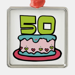 Ornamento De Metal Bolo de aniversário das pessoas de 50 anos