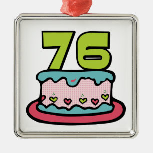 Ornamento De Metal Bolo de aniversário de 76 anos
