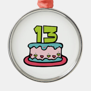 Ornamento De Metal Bolo de aniversário do adolescente de 13 anos