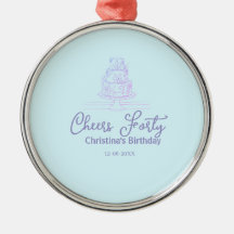 Bolo de aniversário feliz quarenta azul roxo nome 