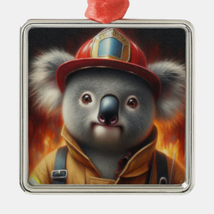 Ornamento De Metal Bombeiro Koala