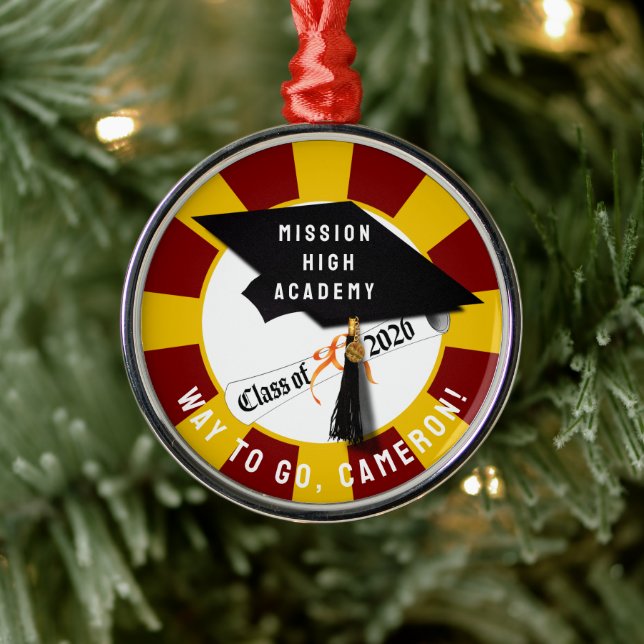 Ornamento De Metal Boné Diploma Classe de Graduação 2026 (Árvore)