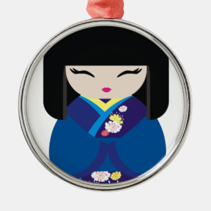 Ornamento De Metal Boneca japonesa chinesa oriental bonita